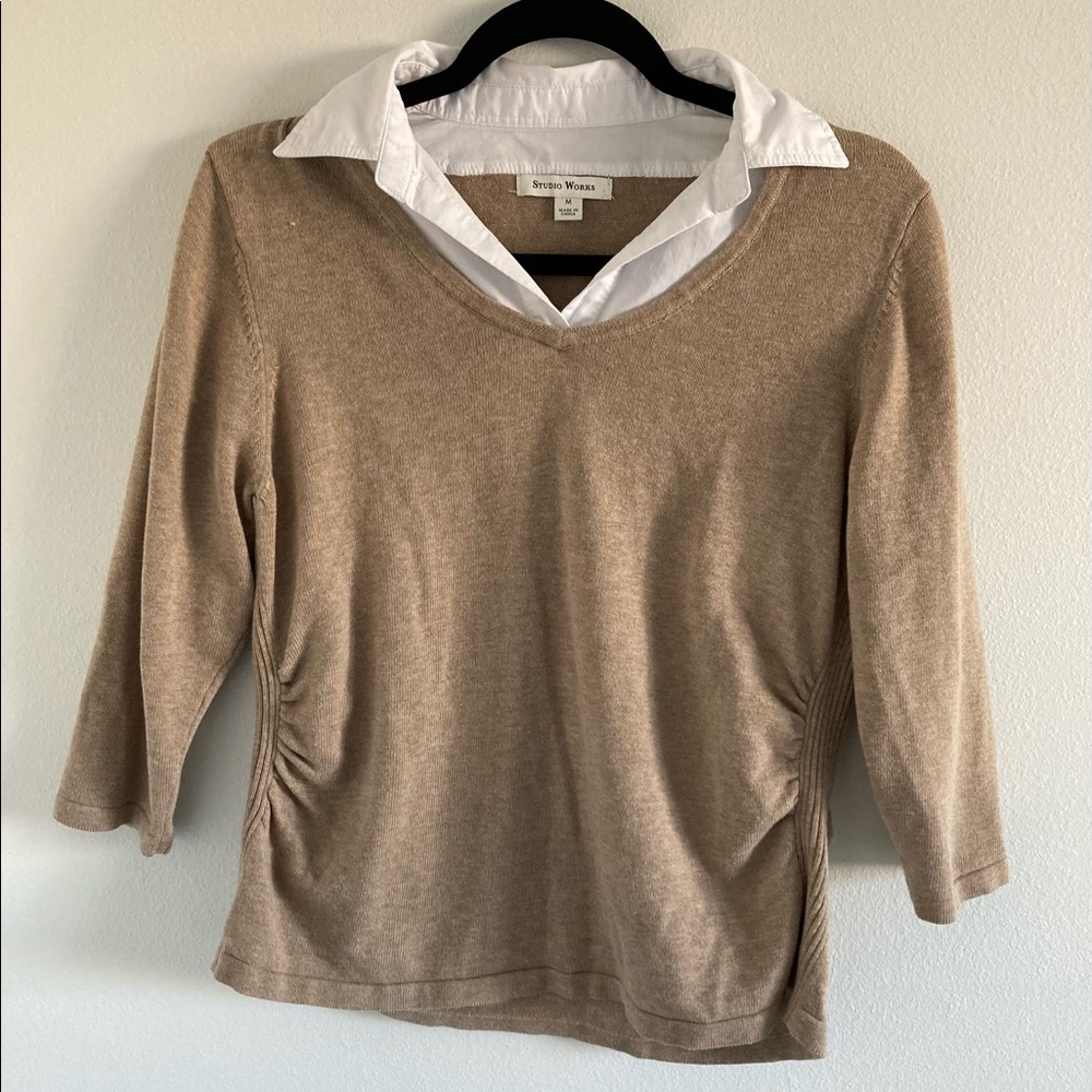 Fancy collared work sweater.